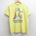 M/古着 ヘインズ 半袖 ビンテージ Tシャツ メンズ 00s スニーカー キャンプ コットン クルーネック 黄 イエロー 25may01 中古