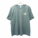 L/古着 チャンピオン champion 半袖 ビンテージ Tシャツ メンズ 90s ワンポイントロゴ コットン クルーネック 緑 グリーン s