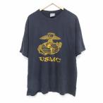 XL/古着 半袖 ビンテージ Tシャツ メンズ 90s ミリタリー USMC 大きいサイズ コットン クルーネック 黒 ブラック 25jul16 中古