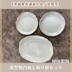 笠間焼 波型楕円皿と取り皿セット 楕円皿1個&取り皿2個