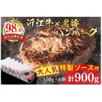 ふるさと納税 【溢れる肉汁で大人気!】近江牛と黒豚のハンバーグ【900g(150g×6個)】【AF01U】(近江牛 黒豚 ハンバーグ 国産 ブ.. 滋賀県近江八幡市