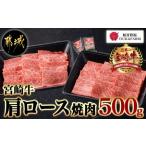 ふるさと納税 宮崎牛肩ロース焼肉500g_MJ-6514_(都城市) 牛肉 牛肩ロース焼肉用 (250g×2パック) 計500グラム 粗挽き塩コショウ (2袋) ギフ.. 宮崎県都城市