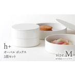 ふるさと納税 【波佐見焼】h＋ オーバル ボックス M 2段セット 重箱 陶箱 お重 おせち キャニスター【堀江陶器】[JD176] 波佐見焼 長崎県波佐見町