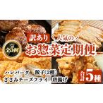 ふるさと納税 <訳あり定期便・全5回>人気のお惣菜定期便 国産 牛肉 ササミ 鶏肉 とり肉 おかず 惣菜 真空冷凍 揚げ物 ギョウザ ぎょうざ .. 鹿児島県阿久根市