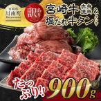宮崎牛赤身焼肉と塩だれ牛タン タン中 計900g