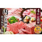 ふるさと納税 定期便4回配送　肉の定期便 EE-6016_肉 ハム 豚肉   肉 ハンバーグ 牛肉   肉 焼肉 牛肉 やきにく ヤキニク バーベキュー  肉 黒.. 鹿児島県枕崎市