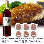 と葛巻町の短角牛ハンバーグ6個と受賞歴ワイン 澤登ブラックペガール赤720ml セット
