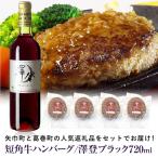 と葛巻町の短角牛ハンバーグ4個と受賞歴ワイン 澤登ブラックペガール赤720ml セット
