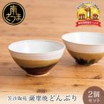 ペアどんぶり アメ釉×籾灰釉 薩摩焼 陶器