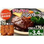 ふるさと納税 デミグラスハンバーグ(計3.4kg・170g×20個) 簡単調理 温めるだけ 豚肉 デミグラスソース 洋食 湯煎 お肉 牛肉 ソース 冷凍 個.. 宮崎県門川町