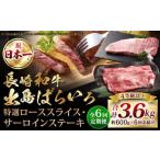 長崎和牛 出島ばらいろ 特選 ロース スライス 350g サーロイン ステーキ 約250g 詰合せ