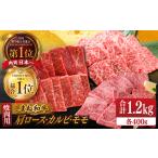 肉 焼肉3種セット 肩ロース バラカルビ モモ 各400g