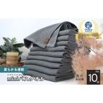 ふるさと納税 【ソフトハニカム】泉州南部織 ミニバスタオル 10枚（グレー）＋ソフトハニカム織ハーフハンカチ1枚 大阪府泉佐野市