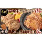 ふるさと納税 宮崎牛ハンバーグ・豚ロース味噌漬けBセット_MJ-2513_(都城市) 宮崎県産 牛肉 豚肉 宮崎牛ハンバーグ 130g 10個 宮崎県産豚ロース.. 宮崎県都城市