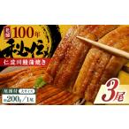 鰻 完全無投薬鰻 仁淀川鰻蒲焼き 大 約200g×3尾