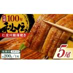 鰻 完全無投薬鰻 仁淀川鰻蒲焼き 大 約200g×5尾