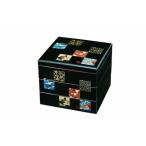 ふるさと納税 三段重箱 黒内朱 市松友禅 お重 紀州漆器 重箱 3段 運動会 おせち料理 おせち お正月 年末年始 黒【YG5】 和歌山県那智勝浦町