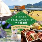 うさぎに囲まれる手ぶらキャンプ 夕食広島牛BBQ