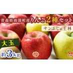 特選 大玉 青森産 完熟 りんご 約3kg サンふじ 王林 2種セット