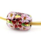 ネックレス 赤花×白花 とんぼ玉 アクセサリー
