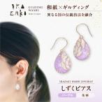 しずくピアス パープル 花柄 BKCN007