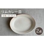 リムカレー皿 2枚セット 白萩 皿 食器 カレー皿