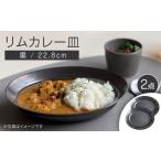 リムカレー皿 2枚セット 黒 皿 食器 カレー皿