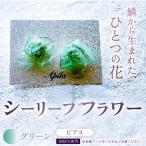 シーリーフフラワーのピアス グリーン ピアス
