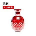 江戸切子 紅 徳利 七宝紋様 ソーダガラス