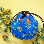 黒べに花柄のまんまる巾着 ~べに花の郷