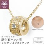 誕生石バレル型ミルグレインネックレス