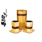 白川郷 酒器 酒器セット 桧 横帯 黒柿象嵌 本漆塗り