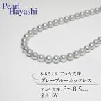 定番8~8.5ミリ アコヤ真珠 グレーブルーネックレス