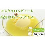 ふるさと納税 ピューレ メロンピューレ バニラアイスクリーム 3個セット【テレビで紹介 メロン農家が作ったメロンピューレ ピューレ アイスセッ.. 高知県香南市
