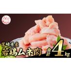 ふるさと納税 2023年1月発送 宮崎県産若鶏 むね肉 4kg(250g×16パック)　肉 鶏 鶏肉 小分け 鶏肉カット済 鶏ムネ 胸肉むね肉 真空 冷凍 宮崎県宮崎市