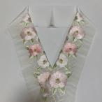 半衿 ピンク椿柄 刺繍篠原縫製半衿