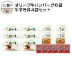 オリーブ牛 ハンバーグ6袋 牛すき丼4袋セット