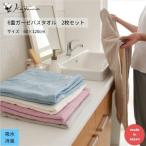 6重ガーゼバスタオル同色2枚セット ライトブルー