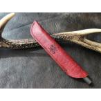 鹿革の一本差しペンケース ブランドロゴ入り