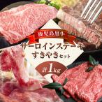 鹿児島黒牛 サーロインステーキ すきやきセット 計1kg