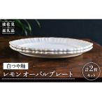 レモン オーバル プレート 白つや釉 2枚セット