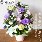 フラワーアレンジメント 花あかり 白ムラサキ
