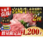 ふるさと納税 牛肉 ※最速便※ 生産者応援! 宮崎牛 赤身 霜降り すきしゃぶ 2種 1,200g(通常1,000g+200g) 【 牛肉 牛肉 牛肉 牛肉 牛肉 】 宮崎県川南町