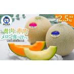 ふるさと納税 【令和8年産先行予約】 庄内砂丘青肉・赤肉メロン食べくらべ　 各1玉 (計2玉) 約2.5kg 山形県鶴岡市産　株式会社 元青果 山形県鶴岡市