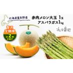 ふるさと納税 【2026年4〜9月 計2回お届け】北海道 富良野産 アスパラガス 1kg×赤肉 メロン 大玉 1玉 贅沢 定期便 (松本農園) 野菜 新鮮 .. 北海道富良野市