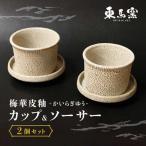 東馬窯 梅華皮釉カップ&ソーサー2個セット