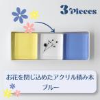お花を閉じ込めたアクリル積み木 3ピース