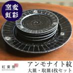 P1-004 窯変虹彩 アンモナイト紋大皿