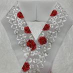 半衿白地七宝花柄刺繍洗える半衿