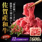 定期便12回 訳あり 佐賀産和牛 切り落とし 600g